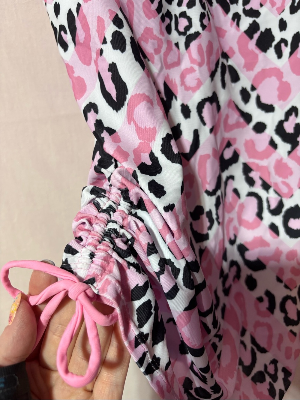 SHEIN Pink Black White Leopard Print 2 Piece Swimsuit - Picture 2 of 12